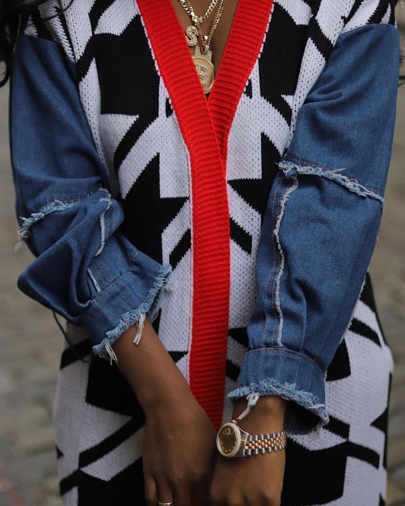 “Hounded” Denim/Sweater Duster