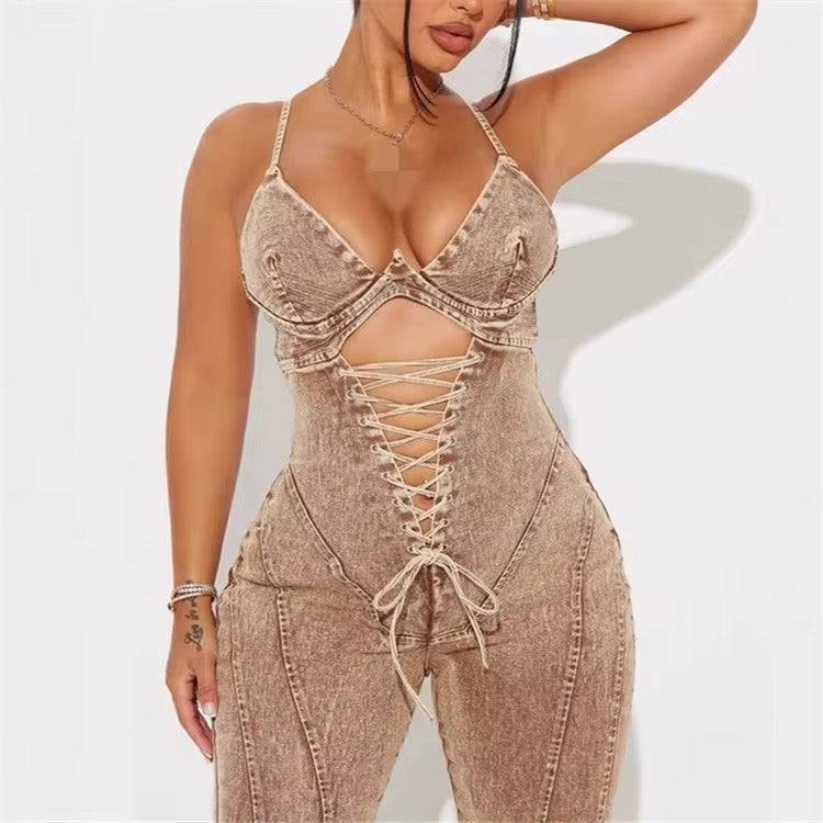 “Earth Tone” Denim Jumpsuit