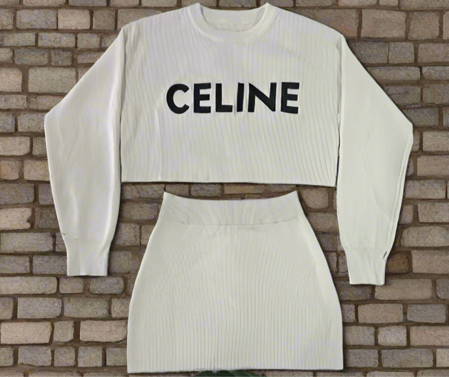 “CLNE” Sweater Skirt Set