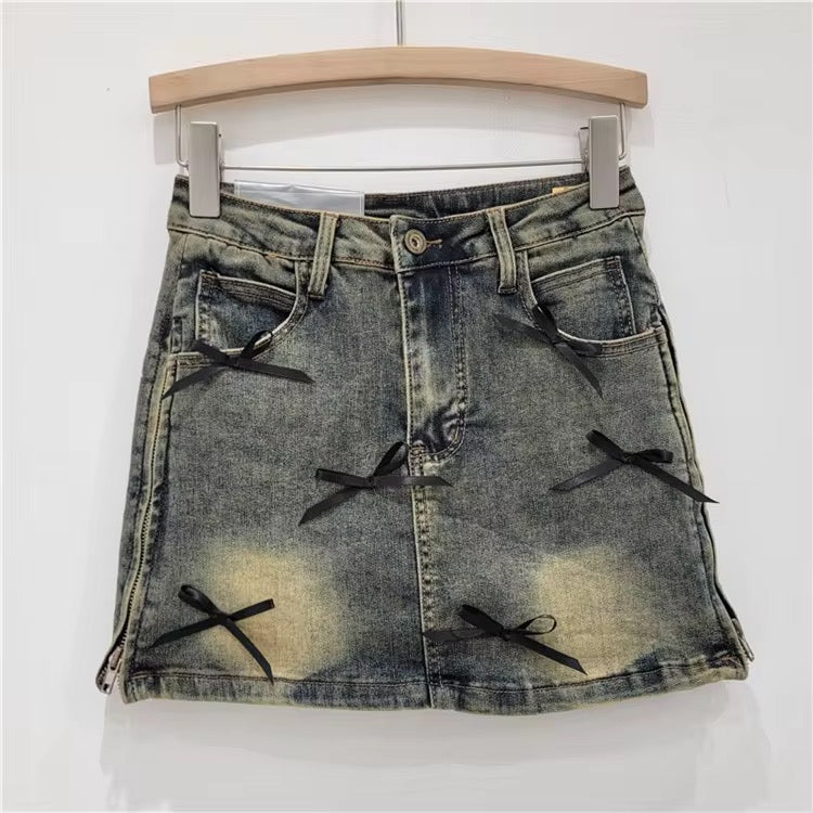 “Bows” Denim Mini