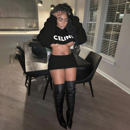 “CLNE” Sweater Skirt Set