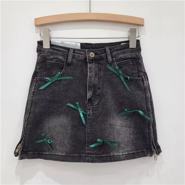 “Bows” Denim Mini