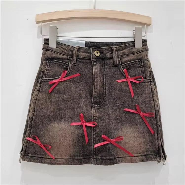“Bows” Denim Mini