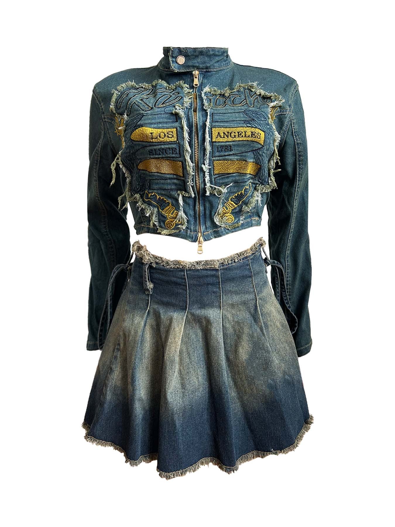 “Denim Racer” Skirt Set