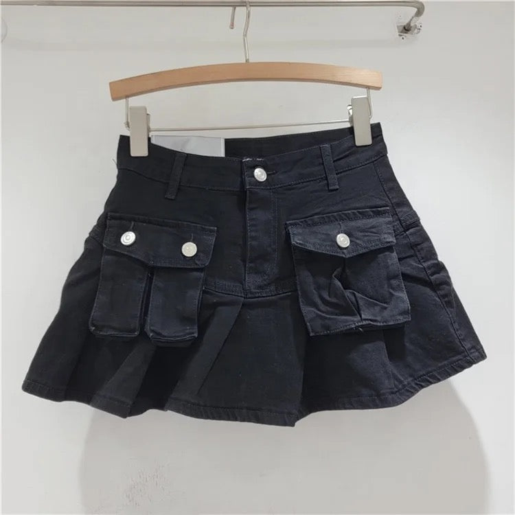 Pleated Cargo Skirt