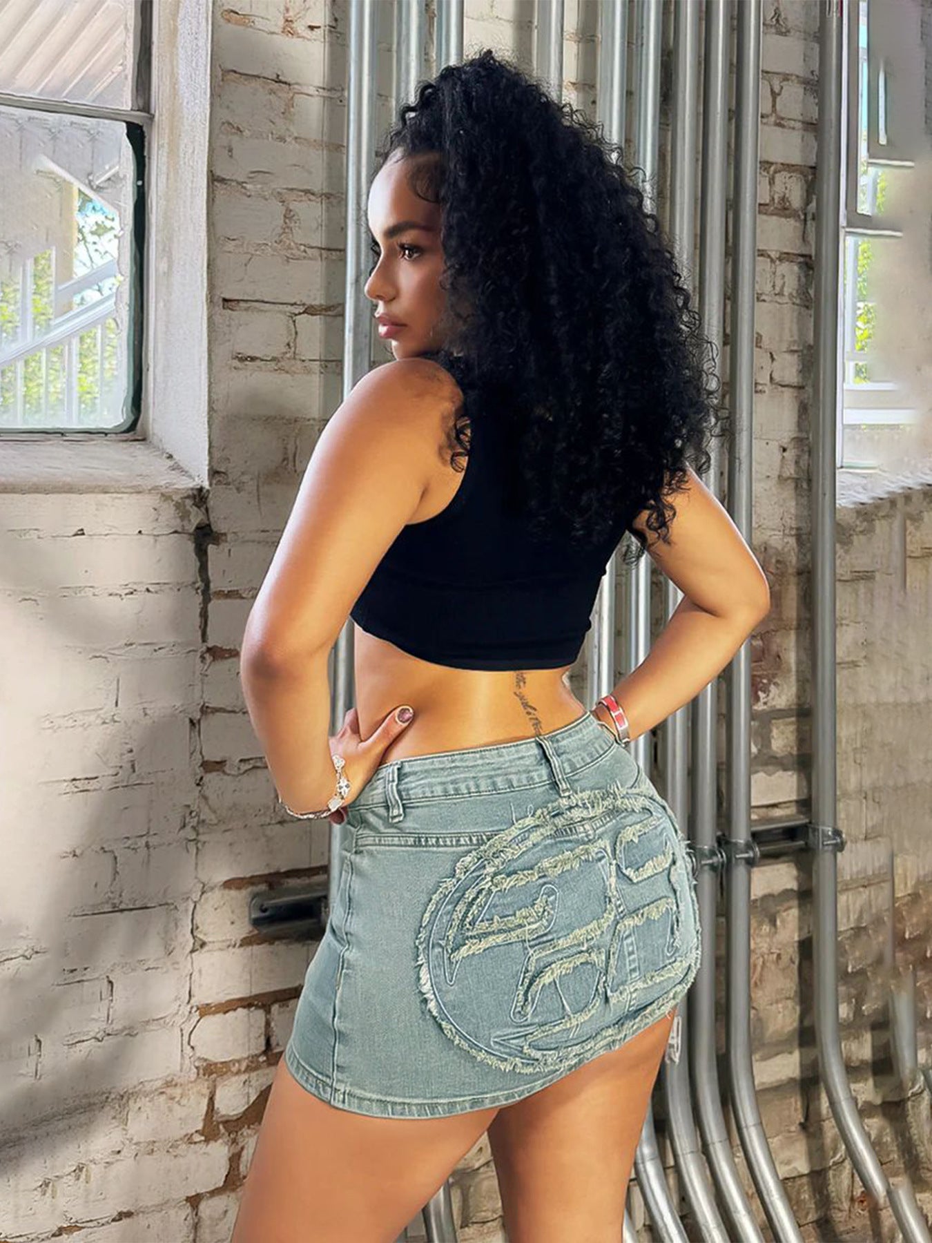 “Bad Gyal” Denim Mini Set