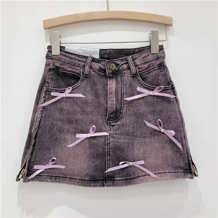 “Bows” Denim Mini