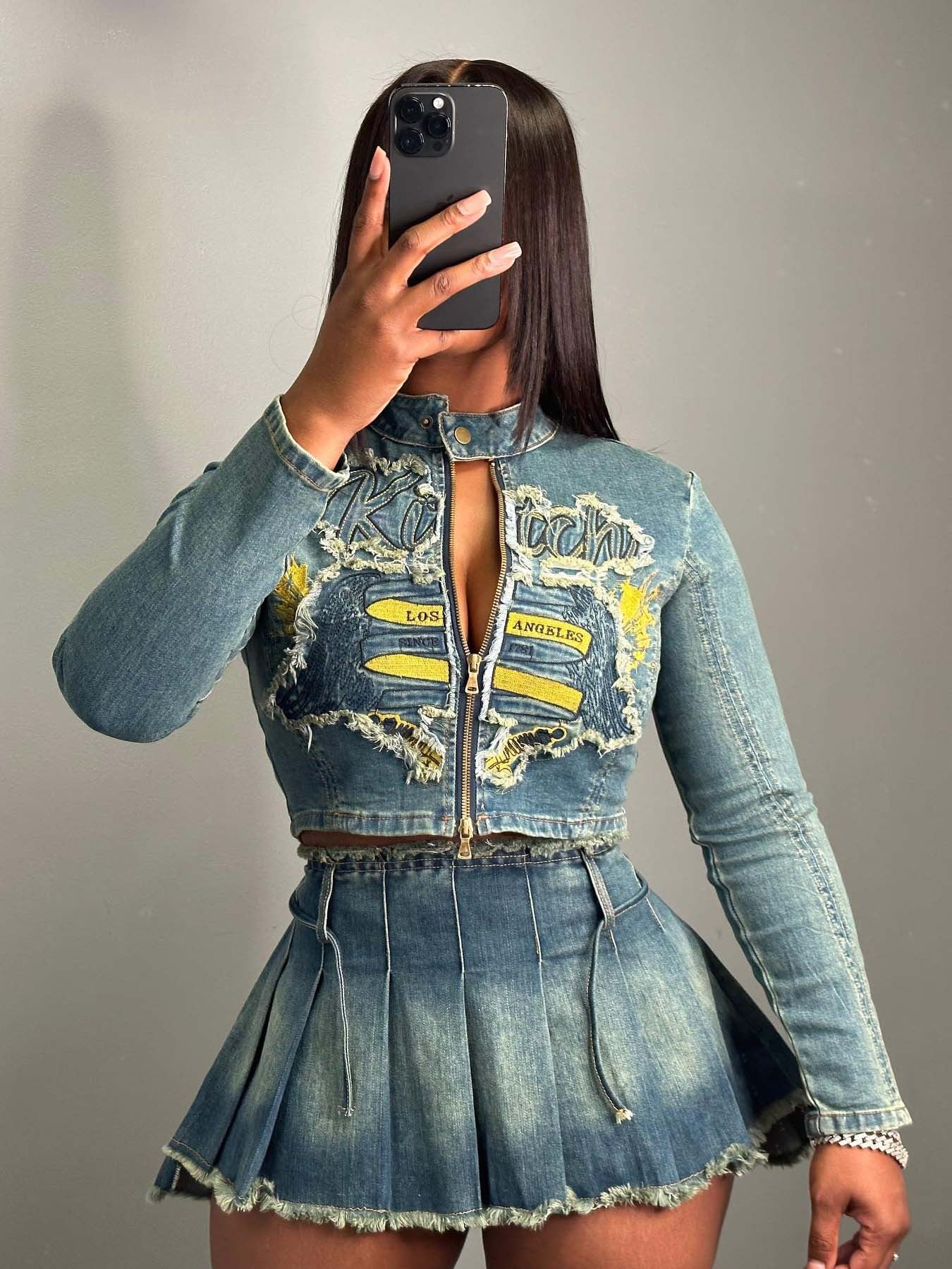 “Denim Racer” Skirt Set