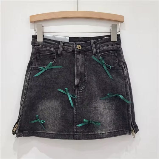 “Bows” Denim Mini