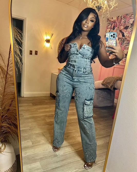 “Blessed” Denim Jumpsuit