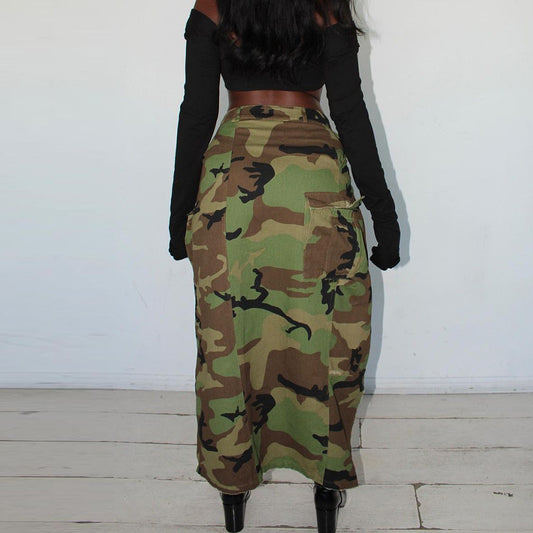 “Camouflaged” Button Down Skirt